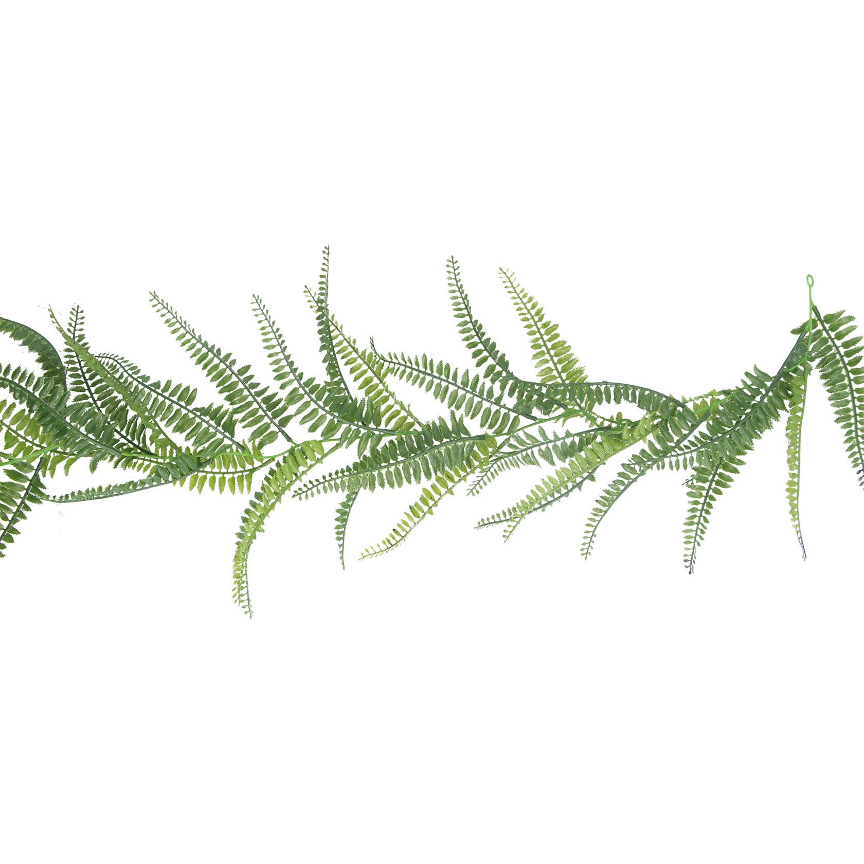 A green faux fern hanging garland. The perfect addition to your home or the perfect gift for yourself or a loved one. By London desoigner Gisela Graham.